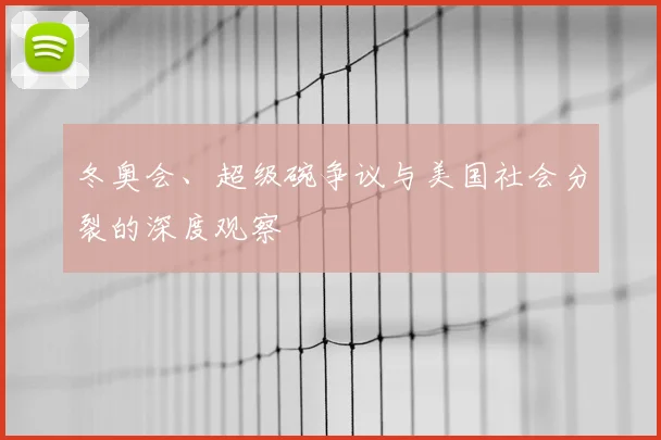 冬奥会、超级碗争议与美国社会分裂的深度观察